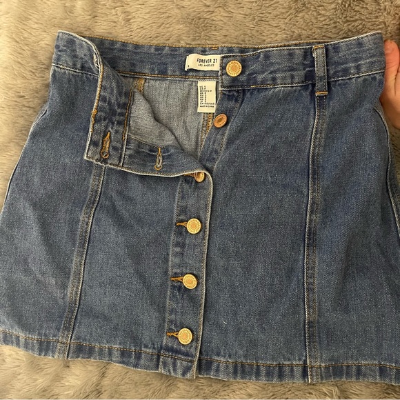 Forever 21 Denim Button-Up Skirt / Mini-Skirt Size S - Picture 4 of 5